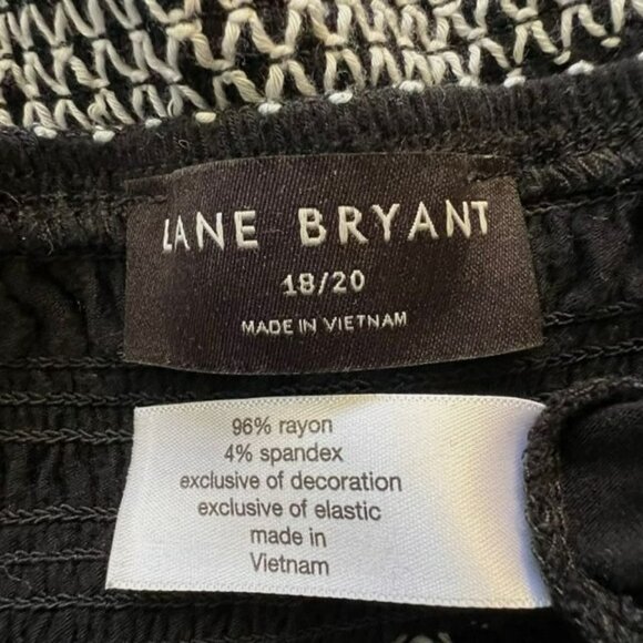 LANE BRYANT PLUS SIZE 18 - 20 BLACK & WHITE KNIT CASUAL DRESS WITH SMOCKED TOP - Picture 11 of 11